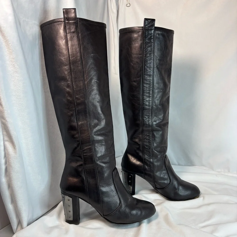 Rare REBECCA MINKOFF Sari Leather Black Leather Boots Sz 5